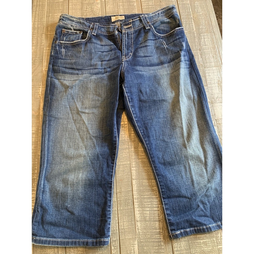 BKE Payton Skinny Mid Rise Blue Crop Capri Jeans Women's Size 31 x 20 Distressed